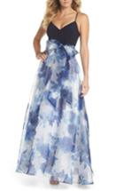 Women's Eliza J Floral Organza Gown - Blue