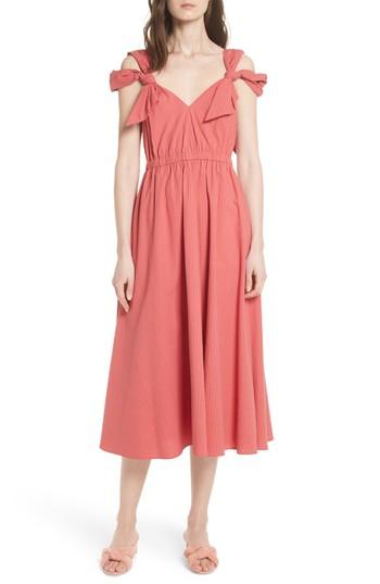Women's La Vie Rebecca Taylor Cold Shoulder Seersucker Dress - Red