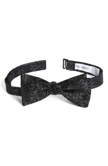 Men's Calibrate Botanical Paisley Silk Bow Tie, Size - Black