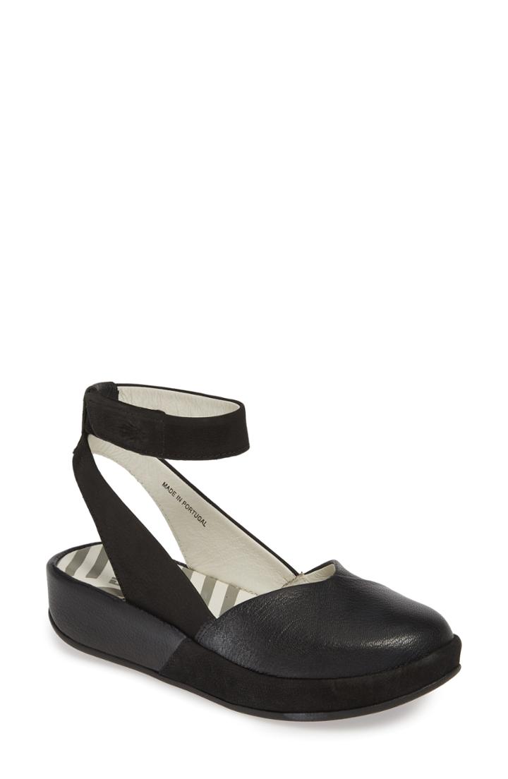 Women's Fly London Boke Ankle Strap Sandal -8.5us / 39eu - Black