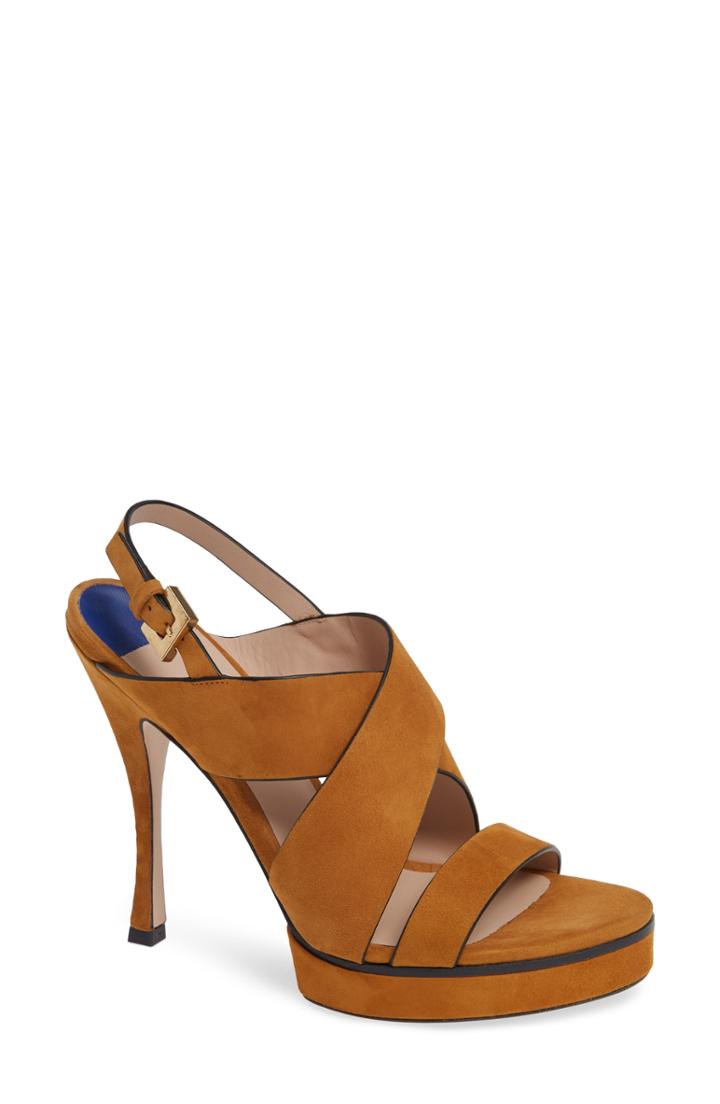 Women's Stuart Weitzman Hester Cross Strap Sandal M - Beige