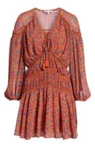 Women's Rebecca Minkoff Caden Tassel Tie Floral Minidress, Size - Orange