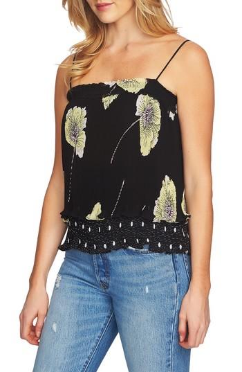 Women's 1.state Mixed Print Pleated Camisole, Size - Black