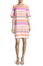 Women's Eci Stripe Ruffle Cuff Shift Dress - Pink