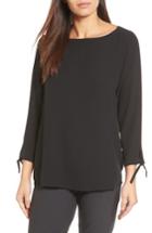 Women's Eileen Fisher Silk Tie Sleeve Blouse - Black