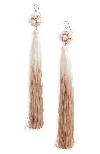 Women's Bp. Enamel Flower Tassel Earrings