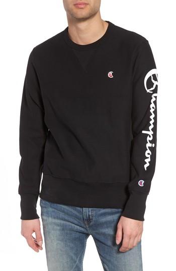 Men's Todd Snyder + Champion Graphic Sleeve Sweatshirt - Black
