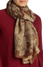 Women's Lafayette 148 New York Guilded Paisley Scarf, Size - Brown
