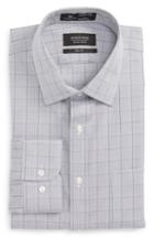 Men's Nordstrom Men's Shop Smartcare(tm) Trim Fit Plaid Dress Shirt 34/35 - Grey