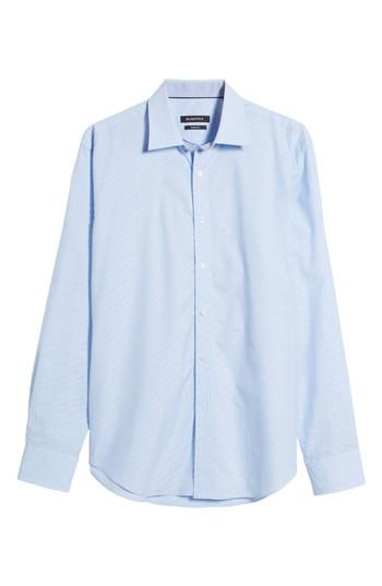Men's Bugatchi Shaped Fit Tonal Dots Sport Shirt - Blue