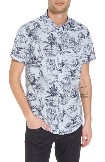 Men's Rvca Aloha Woven Shirt - Blue