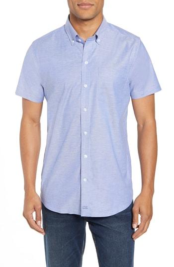 Men's Cutter & Buck Tailor Regular Fit Oxford Sport Shirt - Blue