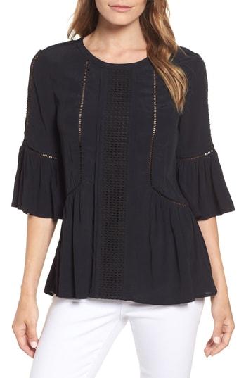 Women's Halogen Embellished Ruffle Top - Black