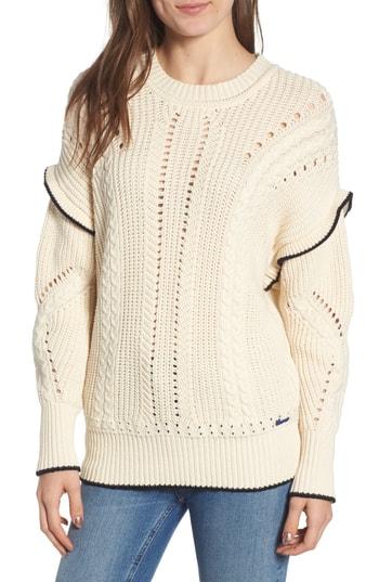 Women's Scotch & Soda Ruffle Cable Knit Sweater - Ivory