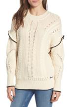 Women's Scotch & Soda Ruffle Cable Knit Sweater - Ivory