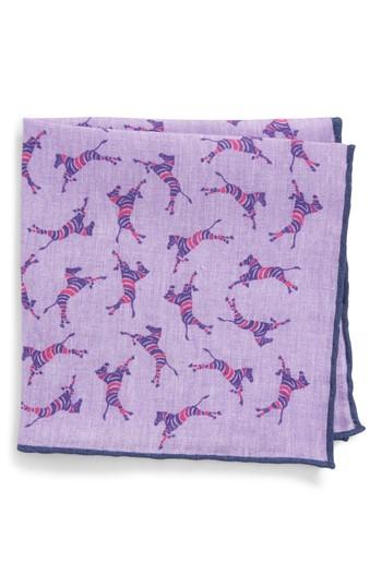 Men's Bonobos Zebra Leap Print Linen Pocket Square, Size - Purple