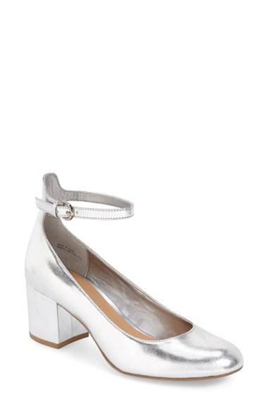 Women's Bp. Ankle Strap Block Heel Pump M - Metallic