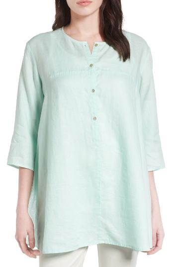 Women's Eileen Fisher A-line Organic Linen Tunic, Size - Green