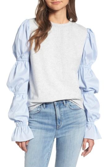Women's Treasure & Bond X Something Navy Poplin Sleeve Sweatshirt - Grey