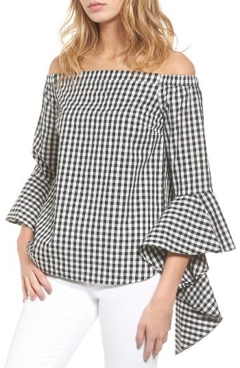 Women's Chelsea28 Gingham Off The Shoulder Blouse, Size - Black