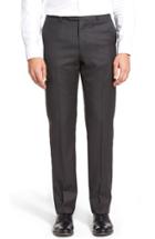 Men's Monte Rosso Flat Front Solid Wool Trousers - Grey