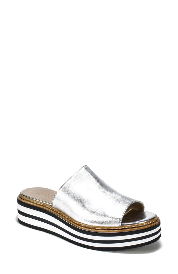 Women's Summit By White Mountain Livvy Platform Slide Sandal Eu - Metallic