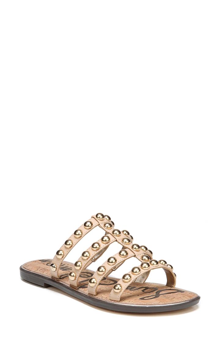 Women's Sam Edelman Glenn Studded Slide Sandal .5 M - Beige