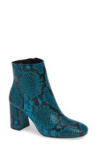 Women's Alice + Olivia Dobrey Snake Embossed Booties M - Blue/green