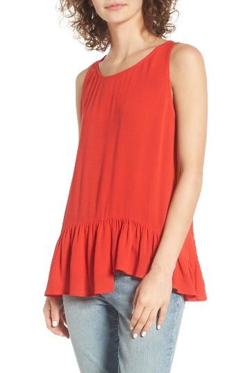 Women's Hinge Asymmetrical Hem Tank, Size - Red