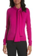 Women's Milly Tie Neck Wool Sweater, Size - Pink