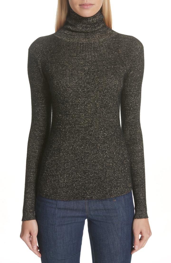 Women's Ulla Johnson Mars Metallic Cashmere Blend Turtleneck Sweater