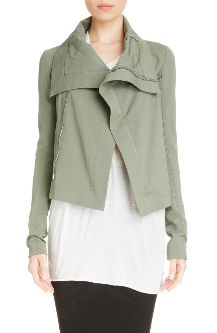 Women's Rick Owens Cotton Blend Biker Jacket Us / 40 It - Green