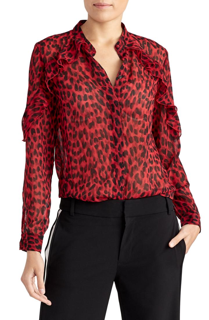 Women's Rachel Roy Collection Ruffle Sleeve Top - Red