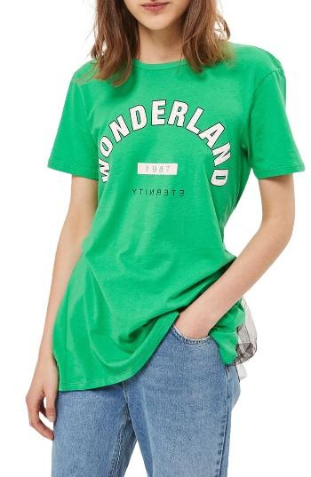 Women's Topshop Wonderland Tulle Back T-shirt Us (fits Like 0) - Green