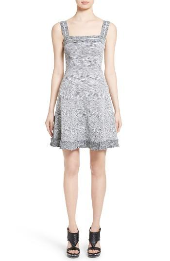 Women's Oscar De La Renta Jacquard Flounce Hem Dress