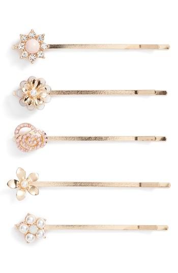 Berry Gold Flower 5-pack Bobby Pins, Size - Metallic