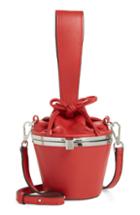 Topshop Aly Faux Leather Bucket Bag - Red