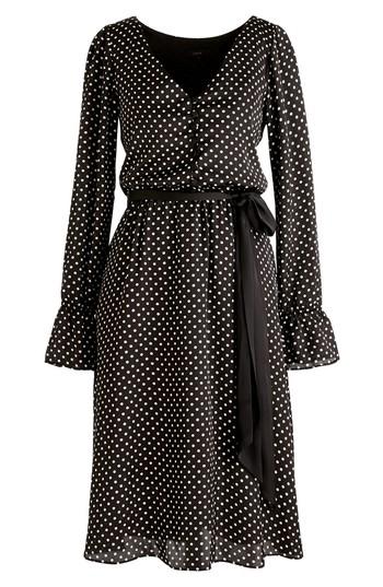 Women's J.crew Long Sleeve Polka Dot Dress - Black