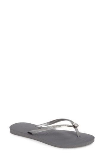 Women's Havaianas Slim Crystal Poem Flip Flop /38 Br - Grey