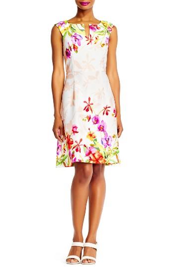 Women's Adrianna Papell Floral Fit & Flare Dress - Ivory