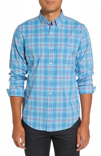 Men's Vineyard Vines Pelon Plaid Tucker Slim Fit Sport Shirt - Blue