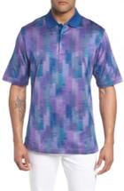 Men's Bugatchi Abstract Stripe Mercerized Cotton Polo - Purple