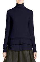 Women's Moncler Ciclista Tricot Knit Wool Turtleneck Sweater - Blue