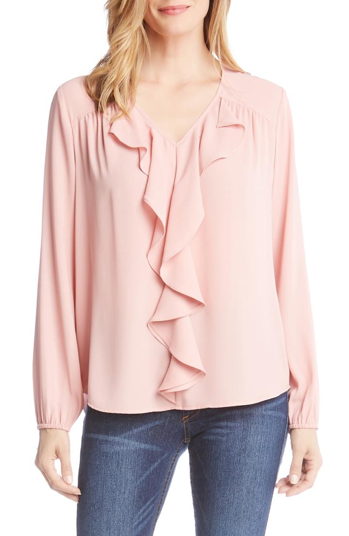 Women's Karen Kane Ruffle Front Top - Pink
