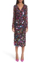 Women's Carolina Herrera Long Sleeve Paillete Dress - Black