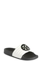 Women's Tory Burch Lina Quilted Logo Slide Sandal M - White