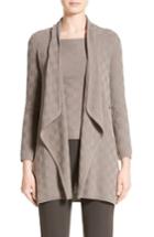 Women's Armani Collezioni Checkerboard Cashmere Drape Cardigan - Beige