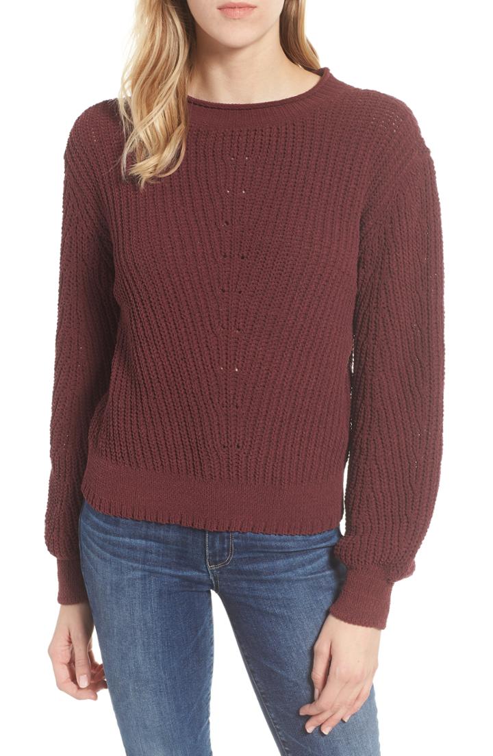 Women's Caslon Chenille Crewneck Sweater - Burgundy