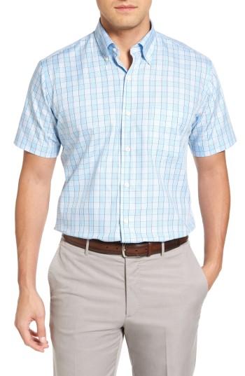 Men's Peter Millar Regatta Plaid Sport Shirt - Blue