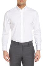 Men's Nordstrom Men's Shop Tech-smart Trim Fit Stretch Pinpoint Dress Shirt - 34/35 - White